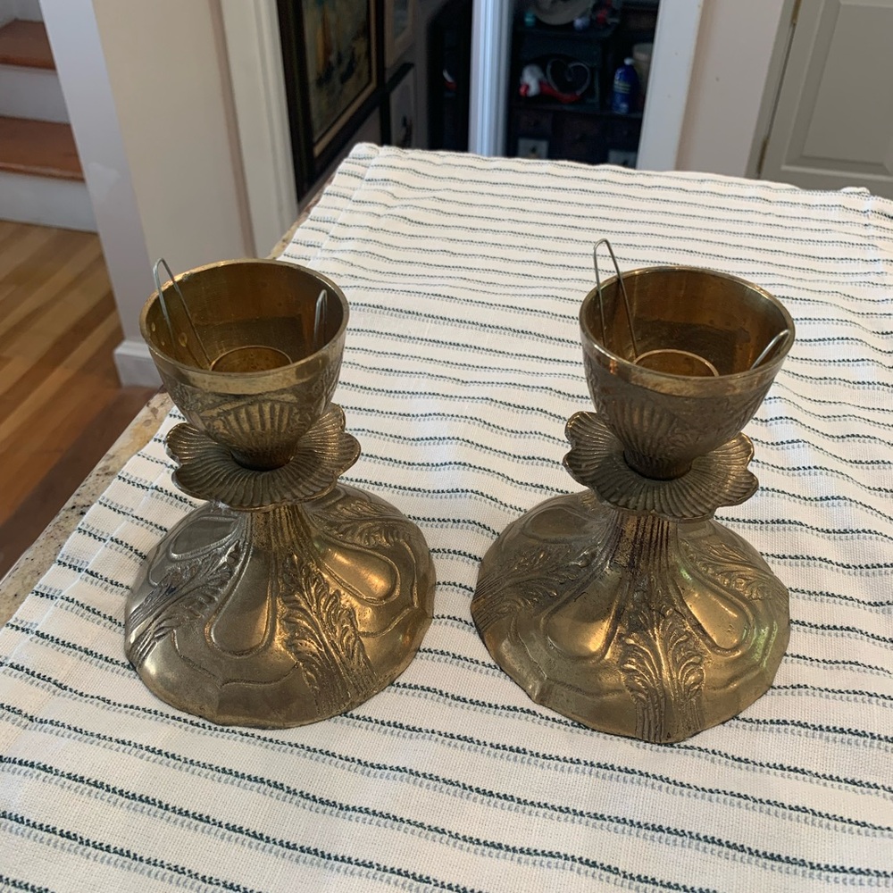 Vintage Brass Candle Holders - Picture 2 of 5